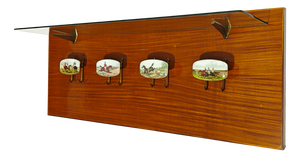 Wall-Mounted Coat Rack with Glass Shelf and Brass Accessories, 1960s