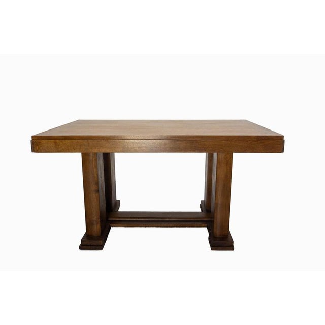 Mid-Century French Extending Oak Dining Table, 1940s For Sale - Image 4 of 16