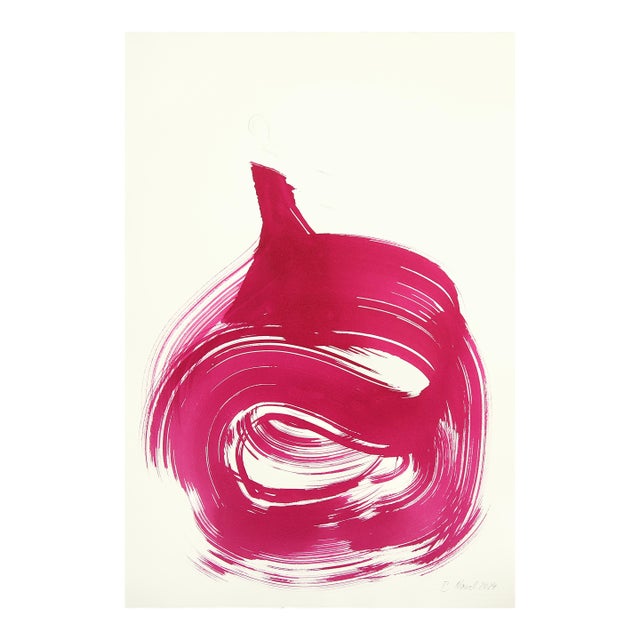 The Violet Dress 24 - Minimalist Figurative Ink Painting on Paper Original Artwork by Bettina Mauel For Sale