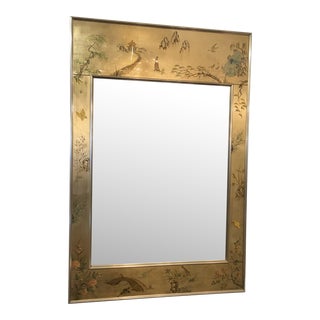 Labarge Reverse Painting on Glass Eglomise Gold Leaf Mirror For Sale