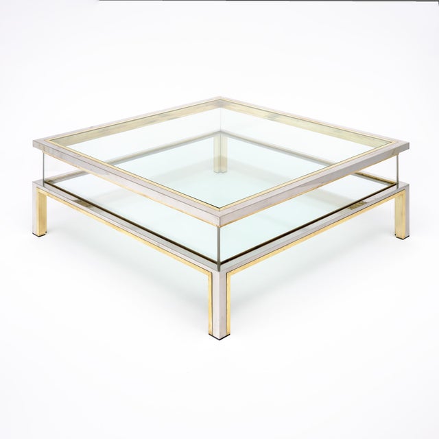 Romeo Rega Romeo Rega Signed Coffee Table, Modernist Chrome and Brass, Circa 1960 For Sale - Image 4 of 9