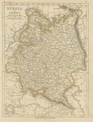 Antique Map of Russia in Europe by Lowry, 1852