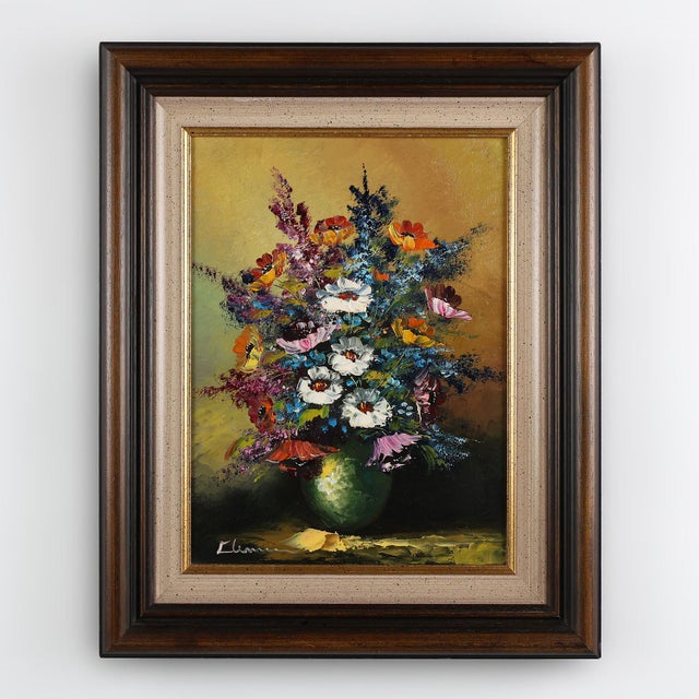 Belgian Artist, Still Life with a Bouquet of Flowers, 1950s, Oil on Canvas, Framed For Sale - Image 11 of 11
