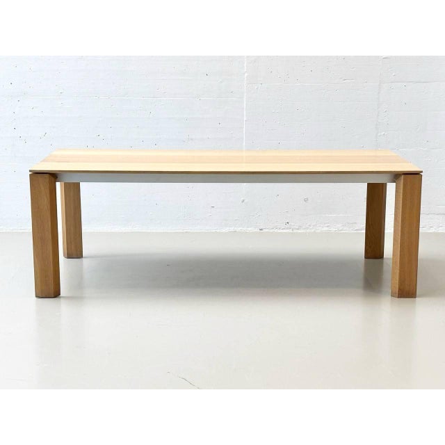 Wood Large Dining Table in Knotted Oak with Integrated Insert Leaf from Seetal Swiss For Sale - Image 7 of 18