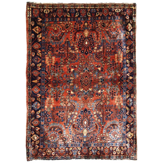 Red 1920s Handmade Antique Persian Sarouk Rug For Sale - Image 8 of 8
