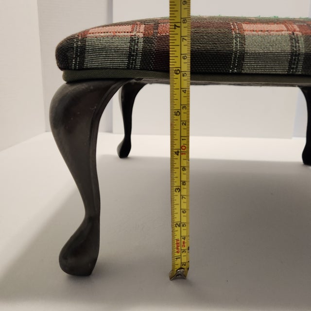 Burgundy Vintage Traditional Golf Course Themed Tapestry Footstool For Sale - Image 8 of 9