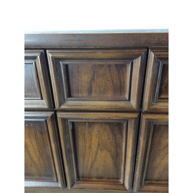 Brown Mid Century Modern King Headboard With Beveled Square Design For Sale - Image 8 of 17