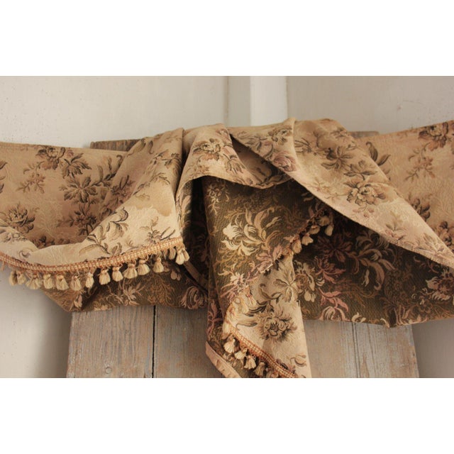 Vintage French Tapestry Woven Curtain W/ Trim C1940 Upholstery Fabric