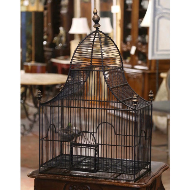 19th Century French Patinated Wired Birdcage With Dome Top For Sale - Image 4 of 7