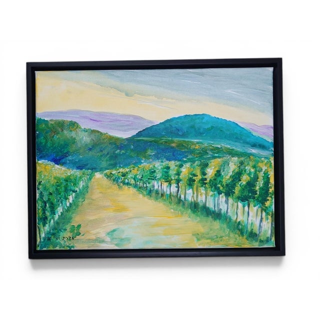 Modern Elena Efa, Vineyard Diptych Between the Vines, 2026, Acrylic on Canvas For Sale - Image 3 of 12