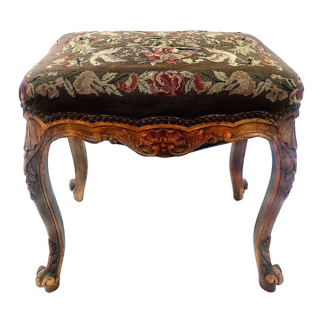 Late 19th-Century Louis XV-style Bench With Needlework Upholstery For Sale - Image 9 of 11