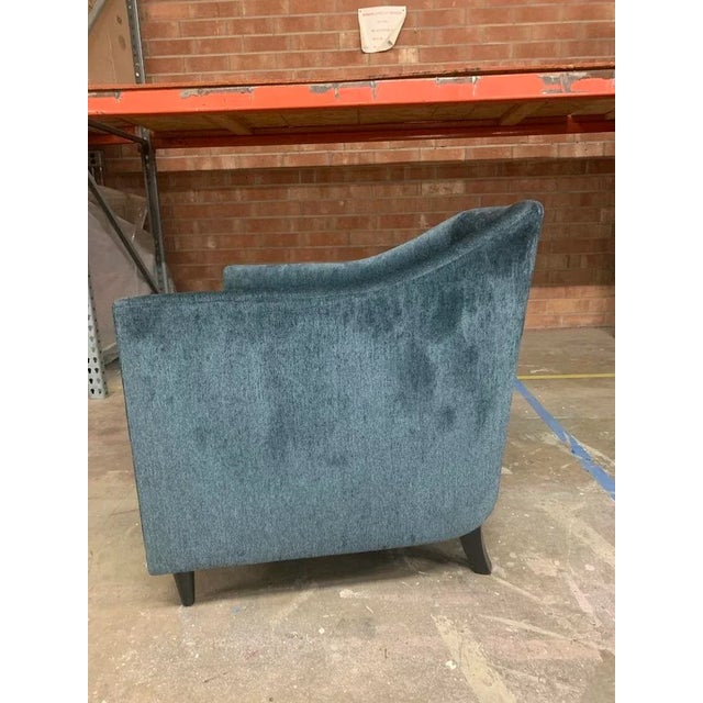 Caracole Modern Double Edge Accent Chair in Rich Teal Velvet For Sale In Greensboro - Image 6 of 10