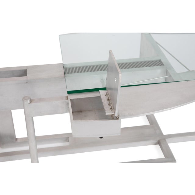 Robert Whitton Robert Whitton Prototype Aluminum and Glass Coffee Table For Sale - Image 4 of 5