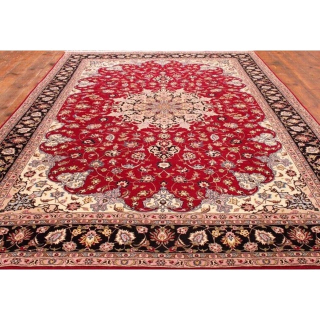 Hand-Knotted Middle Eastern Rug in Wool & Silk For Sale - Image 6 of 11