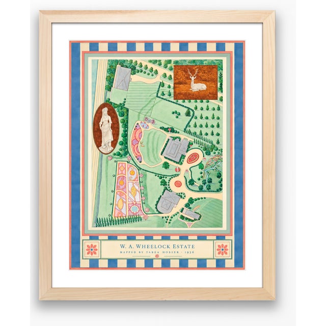 Atelier Aria Lumae the Grand Estate Cartography Set of 2 Shore Estate Faux Checkered Border Fine Art Hge Gallery Board Print 34" X 18" Wallspace For Sale - Image 18 of 18
