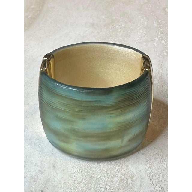 Mid-Century Modern Vintage Boho Alexis Bittar Gold & Blue Cuff For Sale - Image 3 of 12