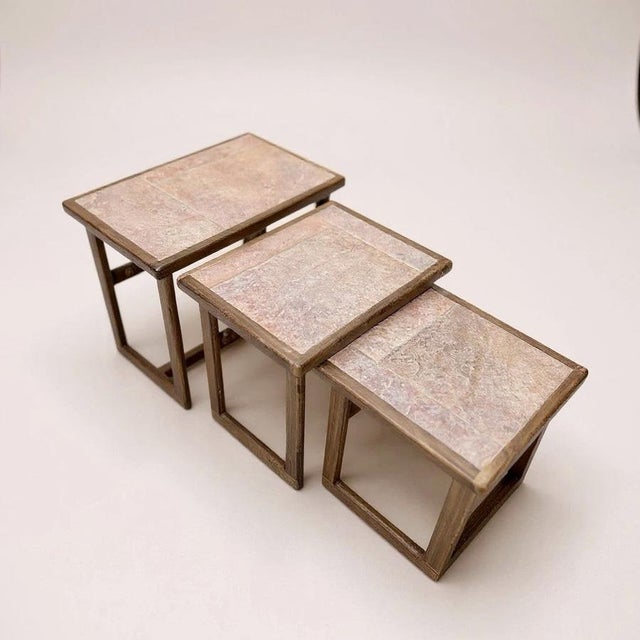 Mid-Century Modern Mid-Century Danish Tiled Teak Nesting Tables, 1970s, Set of 3 For Sale - Image 3 of 8