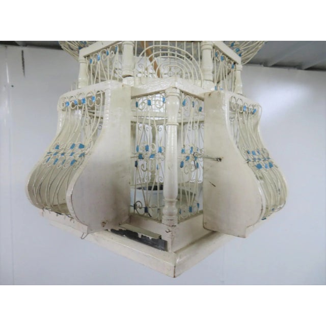Shabby Chic Shabby Chic Twisted Wire & Wood Birdcage For Sale - Image 3 of 8