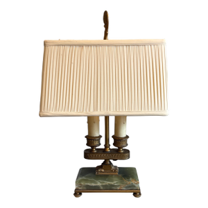 1930s Green Onyx & Brass Bouillotte Lamp