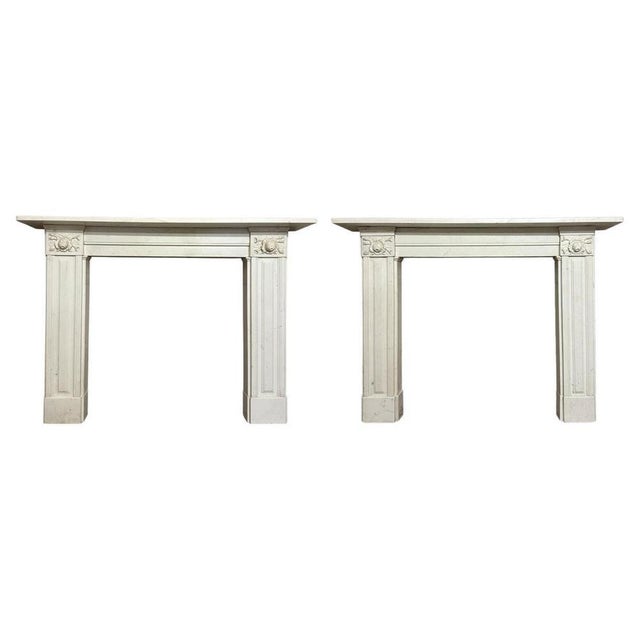 Regency English Fireplace Mantels in White Marble, 1830, Set of 2 For Sale - Image 17 of 17