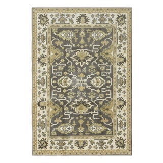 Oushak Rug 6′ X 8’10” Gray Wool Traditional Hand-Knotted Oriental Carpet For Sale