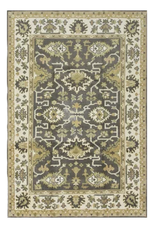 Oushak Rug 6′ X 8’10” Gray Wool Traditional Hand-Knotted Oriental Carpet