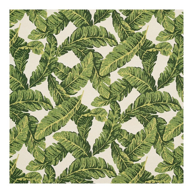 Sample - Schumacher Tropical Leaf Indoor/Outdoor Fabric in Green For Sale