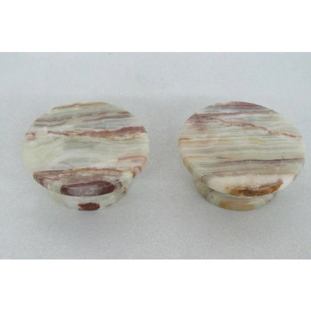 Slag Glass Vintage Candle Holders - A Pair For Sale - Image 4 of 11