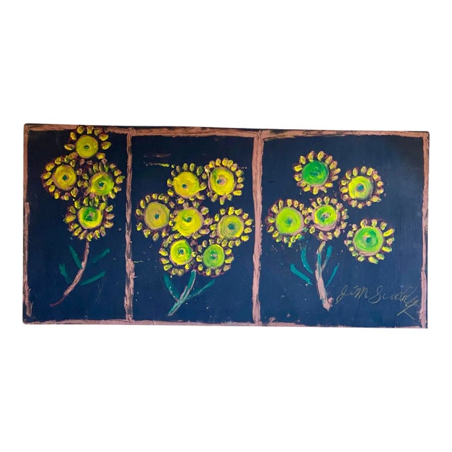 1990s Folk Art Floral Still Life Painting by Jimmy Lee Sudduth For Sale