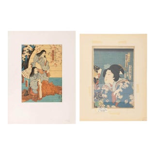 Utagawa Kunisada Figural Woodblock Prints, 2 For Sale