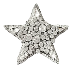 Vintage Star Brooch Rhinestone Faux Diamond Pin 2.5"w