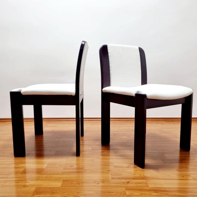 Postmodern Postmodern Italian Wood and Velvet Dining Chairs, Italy, 1980s, Set of 4 For Sale - Image 3 of 10