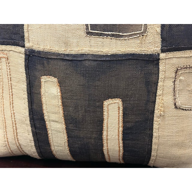 Tan Kuba Cloth Decorative Pillows, Pair For Sale - Image 8 of 12