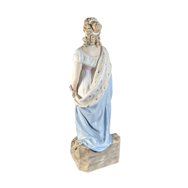 Traditional Late 19th Queen Louise of Prussia Hand Painted Large Porcelain Figurine Bisque 13.5" Tall For Sale - Image 3 of 12