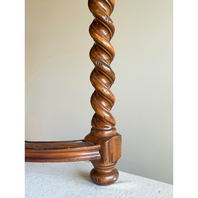 French Country French 18th C. Charles II Style Barley Twist Spanish Revival Side Table With One Drawer Solid Walnut Wood in Style of Theodore Alexander / Eddie Bauer For Sale - Image 3 of 12