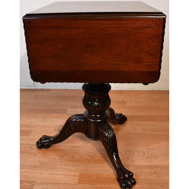1910s Antique American Empire Mahogany Pembroke Drop-Leaf Work Table / Side Table For Sale - Image 10 of 18