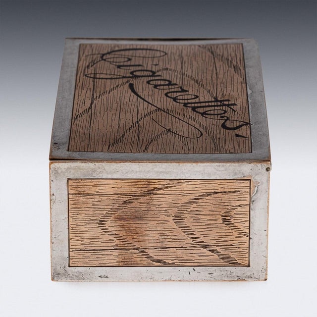 American Silver Plated Trompe Ioeil Cigarette Box from Tiffany & Co, 1910 For Sale - Image 14 of 17