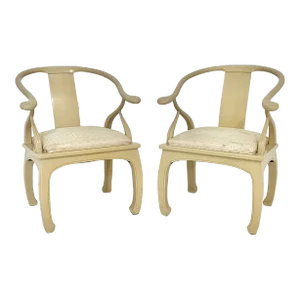 Chinoiserie James Mont Style Horseshoe Chairs- a Pair