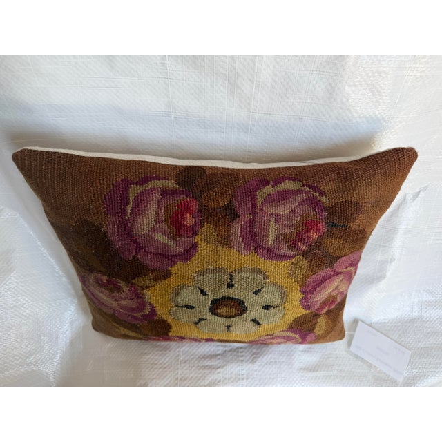 18th Century French Aubusson Floral Pillow For Sale In Los Angeles - Image 6 of 7