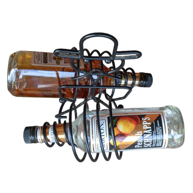 Vintage John Risley Style Black Metal Cowboy Wine Bottle Holder Chairish