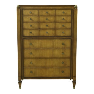 Vintage Regency Walnut Multi Drawer High Chest For Sale