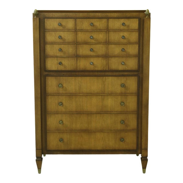 Vintage Regency Walnut Multi Drawer High Chest For Sale