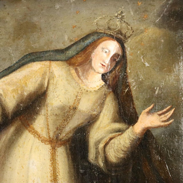 Baroque Madonna in Adoration of the Child Jesus, Oil Painting on Canvas, Framed For Sale - Image 3 of 10
