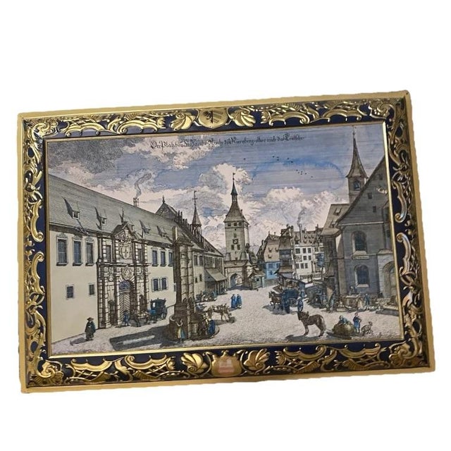 Gold Large Decorative German Cookie Tin 1995 Otto Schmidt Collectible For Sale - Image 8 of 12