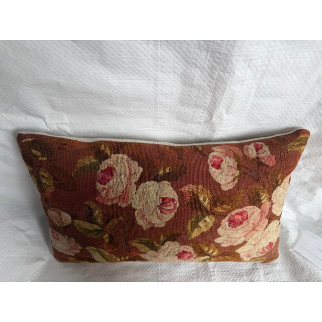 Antique French Aubusson Rose Tapestry Pillow, Circa 1850s For Sale In Los Angeles - Image 6 of 7
