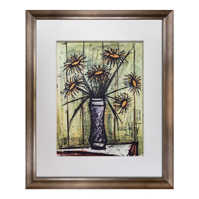 Rare Bernard Buffet Limited Edition Lithograph, Signed in Matrix, No. 295, 1961, Custom Framed For Sale