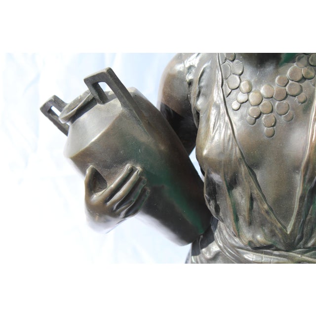 1990s Art Deco Bronze Egyptian Girl with Water Jug Large in the Style of F.Ghilmany For Sale - Image 9 of 18