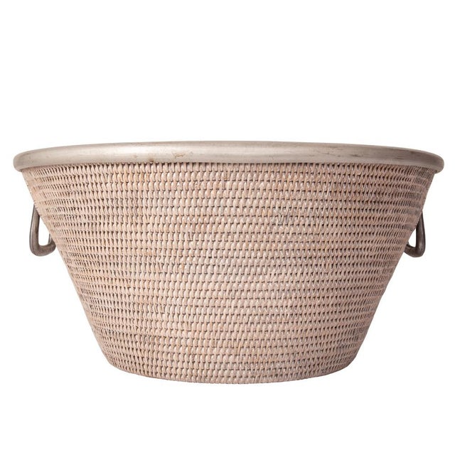 Artifacts Rattan Aluminum Ice Tub in White Wash For Sale - Image 4 of 7