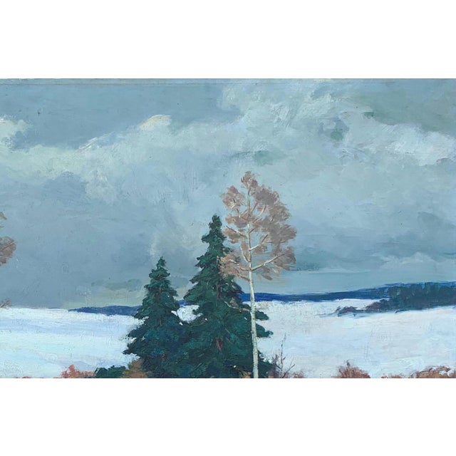 Realism Winter Landscape Oil Painting by Nikolay Pavlyuk, 1969 For Sale - Image 3 of 6