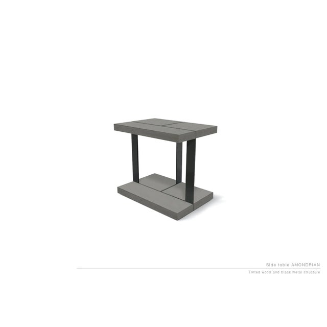 Contemporary Oak Amondrian Side Table by LK Edition For Sale - Image 3 of 5